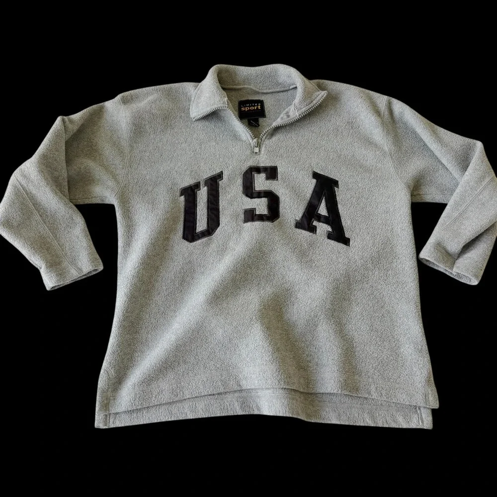 90's Limited Sport USA Quarter Zip Fleece Pullover Gray Women's Large L‎ Top